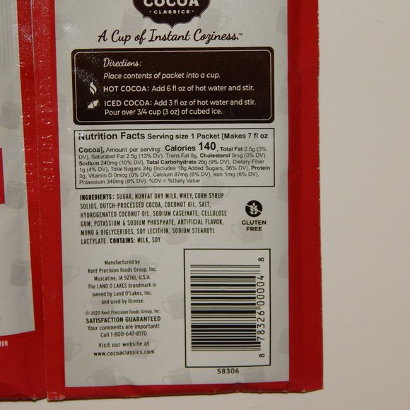 10 Land O Lakes 1.25oz Raspberry & Chocolate Cocoa Mix - Picture 3 of 4